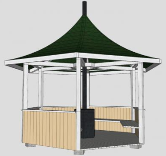 夏日休闲六角凉亭SU模型下载_sketchup草图大师SKP模型