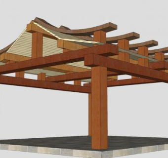 日式凉亭SU模型下载_sketchup草图大师SKP模型