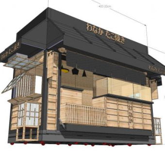 日本食品零售亭咖啡厅SU模型下载_sketchup草图大师SKP模型