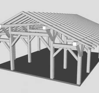 三角顶凉棚设计SU模型下载_sketchup草图大师SKP模型