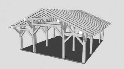 三角顶凉棚设计SU模型下载_sketchup草图大师SKP模型