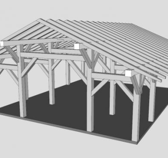 现代三角顶凉棚SU模型下载_sketchup草图大师SKP模型