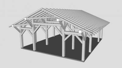 现代三角顶凉棚SU模型下载_sketchup草图大师SKP模型