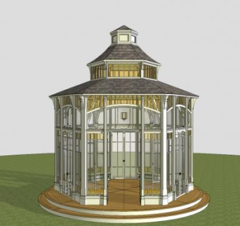 欧式花园玻璃亭SU模型下载_sketchup草图大师SKP模型