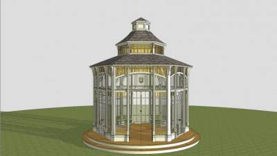 欧式花园玻璃亭SU模型下载_sketchup草图大师SKP模型