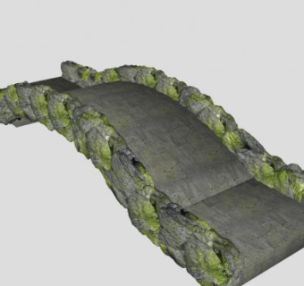 长青苔的石造拱桥SU模型下载_sketchup草图大师SKP模型