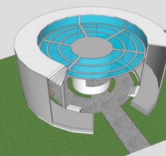 现代乘凉亭子走廊走道SU模型下载_sketchup草图大师SKP模型