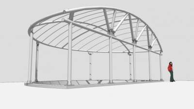 现代风格金属廊架SU模型下载_sketchup草图大师SKP模型