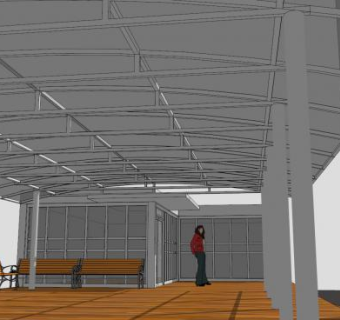 现代遮雨棚廊道SU模型下载_sketchup草图大师SKP模型