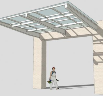 大门玻璃雨棚SU模型下载_sketchup草图大师SKP模型