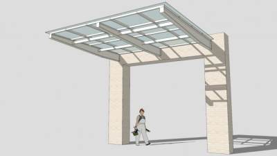 大门玻璃雨棚SU模型下载_sketchup草图大师SKP模型