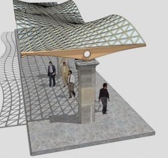 半透明波浪形顶棚SU模型下载_sketchup草图大师SKP模型