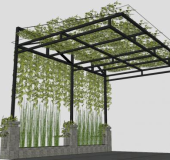 装饰藤蔓金属廊架SU模型下载_sketchup草图大师SKP模型
