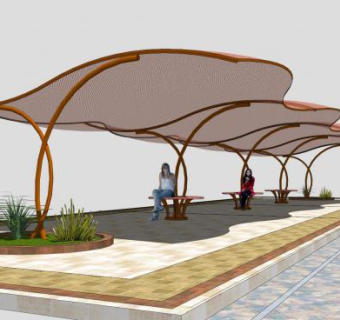 路边遮凉雨棚SU模型SU模型下载_sketchup草图大师SKP模型