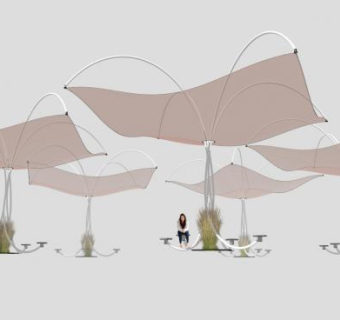 波形乘凉雨棚SU模型下载_sketchup草图大师SKP模型