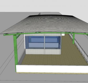 钢棚房舍廊架走道SU模型下载_sketchup草图大师SKP模型