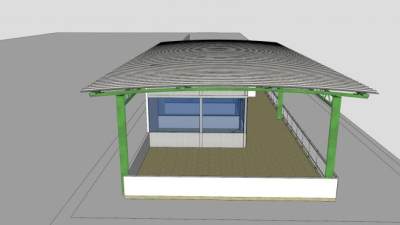 钢棚房舍廊架走道SU模型下载_sketchup草图大师SKP模型