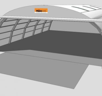 拱形钢棚仓库SU模型下载_sketchup草图大师SKP模型