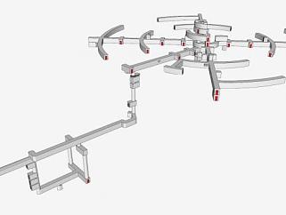 航天飞机控制室甲板系统SU模型下载_sketchup草图大师SKP模型