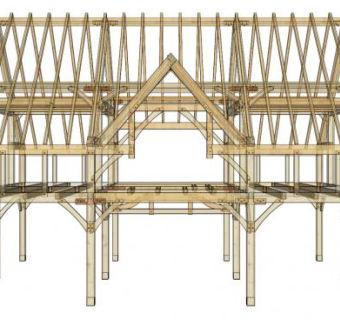 小型高架木屋梁架设计SU模型下载_sketchup草图大师SKP模型