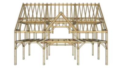 小型高架木屋梁架设计SU模型下载_sketchup草图大师SKP模型