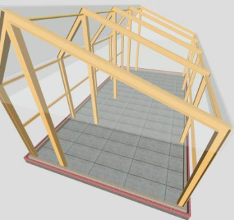 不对称的门梁架廊道SU模型下载_sketchup草图大师SKP模型