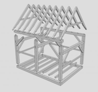 木框架小花园棚屋SU模型下载_sketchup草图大师SKP模型