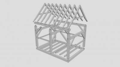 木框架小花园棚屋SU模型下载_sketchup草图大师SKP模型