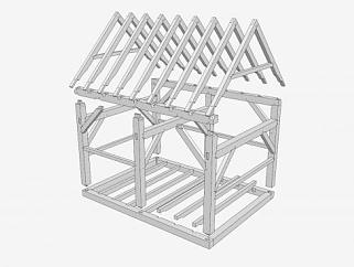 木框架小花园棚屋SU模型下载_sketchup草图大师SKP模型