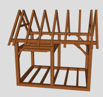 木框架梁架SU模型下载_sketchup草图大师SKP模型