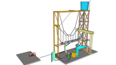 物理梁架设备设计SU模型下载_sketchup草图大师SKP模型