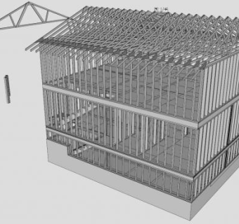 两层房屋和地下室梁架设计SU模型下载_sketchup草图大师SKP模型