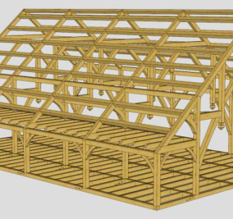 谷仓木制梁架结构SU模型下载_sketchup草图大师SKP模型