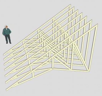 大教会木制桁架SU模型下载_sketchup草图大师SKP模型