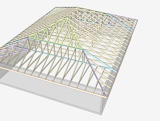 <em>房屋屋顶</em>桁架设计SU模型下载_sketchup草图大师SKP模型