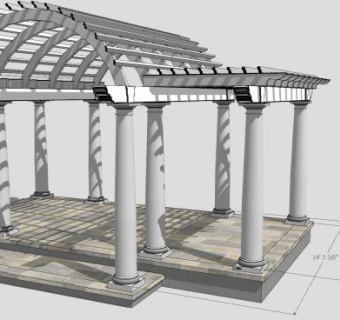 罗马柱拱顶廊架SU模型下载_sketchup草图大师SKP模型