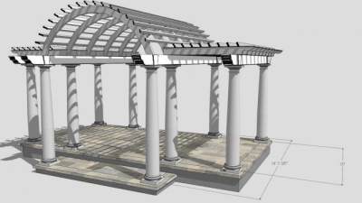 罗马柱拱顶廊架SU模型下载_sketchup草图大师SKP模型