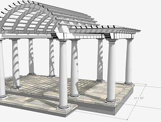 罗马柱拱顶廊架SU模型下载_sketchup草图大师SKP模型