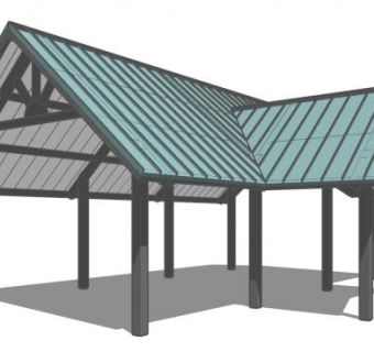 现代三角檐亭SU模型下载_sketchup草图大师SKP模型