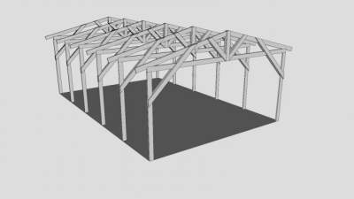 桁架廊架设计SU模型下载_sketchup草图大师SKP模型