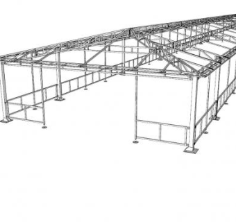 大型廊道廊架设计SU模型下载_sketchup草图大师SKP模型