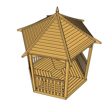 六角护栏木亭SU模型下载_sketchup草图大师SKP模型
