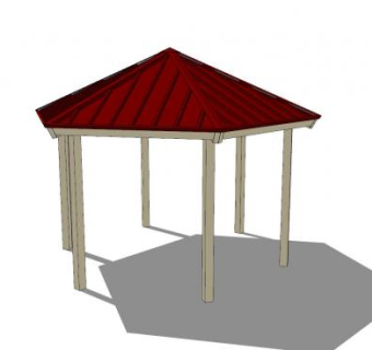 小型六角亭子SU模型下载_sketchup草图大师SKP模型