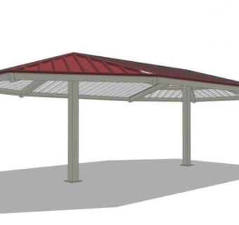 双柱遮蔽亭SU模型下载_sketchup草图大师SKP模型
