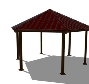 现代六角庇荫亭SU模型下载_sketchup草图大师SKP模型