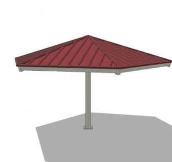 现代单柱六角凉亭SU模型下载_sketchup草图大师SKP模型