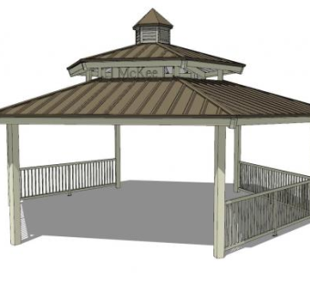六角重檐护栏凉亭SU模型下载_sketchup草图大师SKP模型