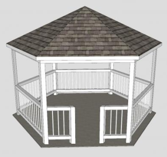 花园遮阳护栏亭SU模型下载_sketchup草图大师SKP模型