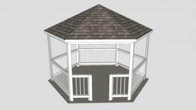 花园遮阳护栏亭SU模型下载_sketchup草图大师SKP模型