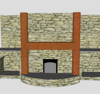 老式石砌壁炉SU模型下载_sketchup草图大师SKP模型
